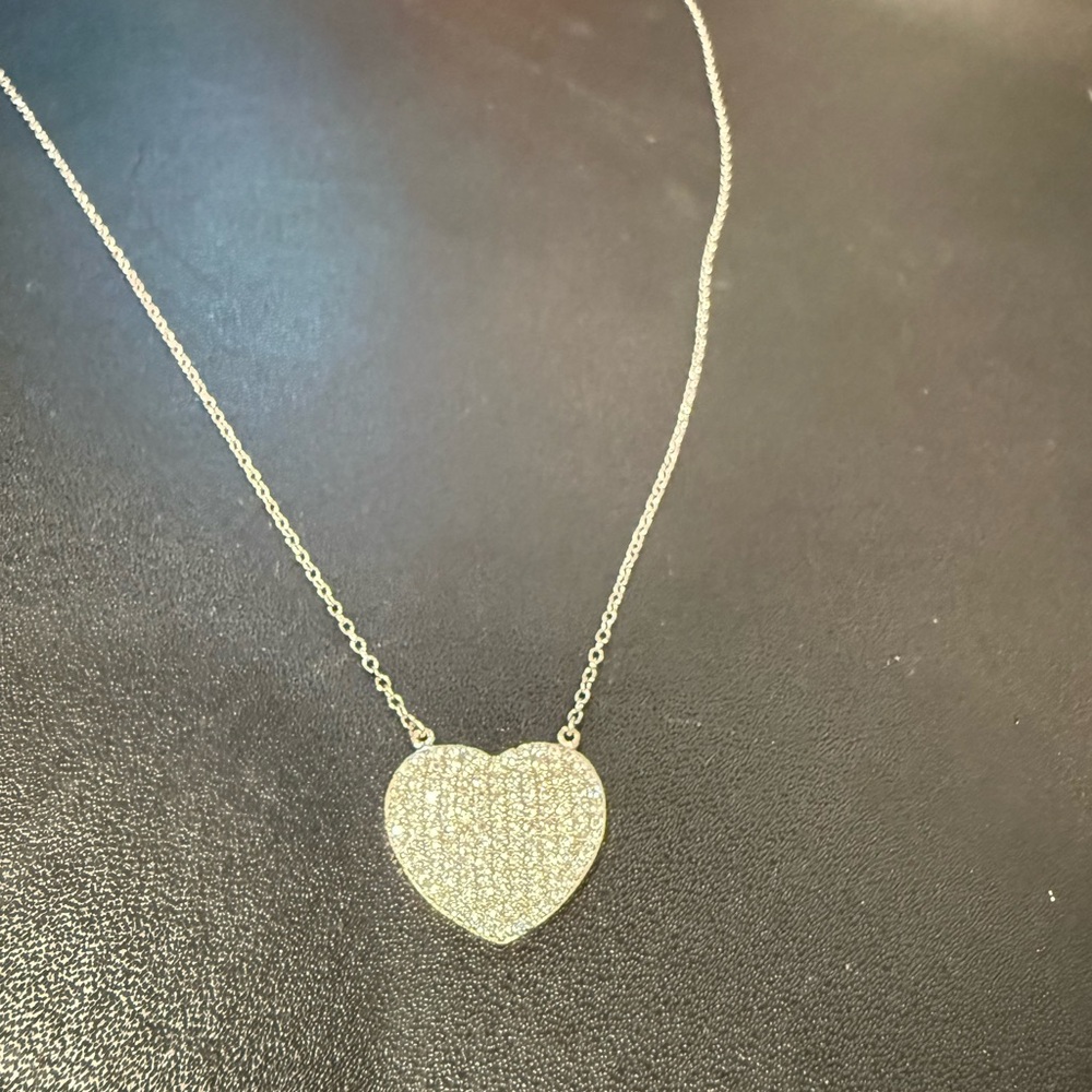Elegant Silver Pavé Heart Pendant Necklace